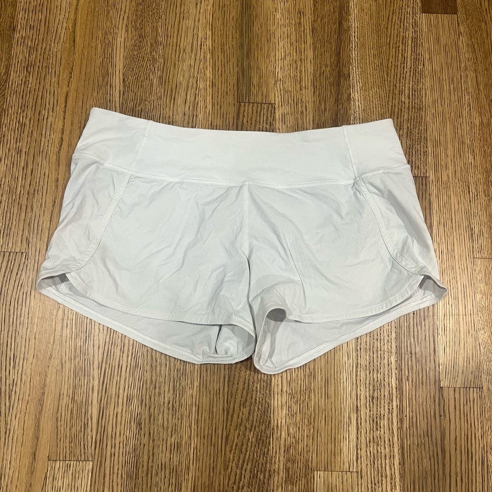 Lululemon White Speed Up Mid-Rise Liner Shorts